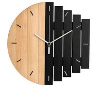 Grande Horloge Murale pour Salon, Cuisine Ou Chambre à Coucher, Horloge Murale Analogique en Bois de Diamètre 30 Cm, Beige Noir