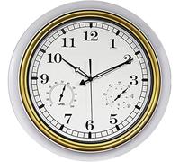 Grande Horloge Murale rétro de 12 Pouces avec thermomètres et hygromètres - Mouvement Totalement Silencieux - Horloge Murale sans tic-tac à Piles
