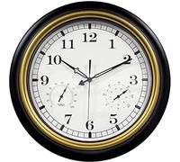 Grande Horloge Murale rétro de 12 Pouces avec thermomètres et hygromètres - Mouvement Totalement Silencieux - Horloge Murale sans tic-tac à Piles