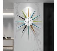Grande horloge murale silencieuse 3D en métal avec étoile éclatante pour décoration moderne de salon et cuisine