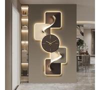 Grande horloge murale, silencieuse, sans tic-tac, design abstrait moderne avec lumière LED, parfaite pour la décoration du salon