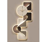Grande horloge murale, silencieuse, sans tic-tac, design abstrait moderne avec lumière LED, parfaite pour la décoration du salon
