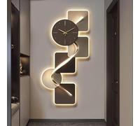 Grande horloge murale, silencieuse, sans tic-tac, design abstrait moderne avec lumière LED, parfaite pour la décoration du salon