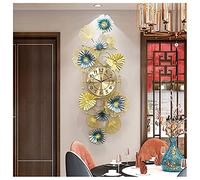 Grande Horloge Murale Tendance en métal 3D avec Motif de Feuille de Ginkgo, Horloge Murale silencieuse, décoration Moderne à Quartz sans tic-tac pour Salon, Cuisine, Chambre à Coucher, 40 x 100 cm