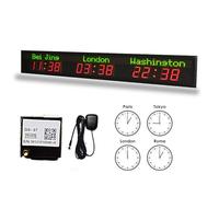 Grande horloge numérique LED avec correction automatique de l'heure, prend en charge plusieurs fuseaux horaires et villes personnalisées, idéale pour les voyageurs et les bureaux du monde entier