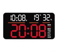 Grande horloge numérique LED moderne avec double alarme, affichage de la température et télécommande pour la maison et le bureau, lumière bleue (lumière rouge)