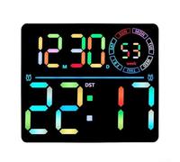 Grande horloge numérique LED RVB avec affichage à changement de couleur, compte à rebours, calendrier et contrôle de la luminosité à dix niveaux pour la maison, le bureau ou le lit, pour chambre (noir