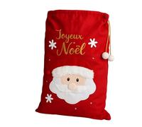 Grande Hotte de Noël XL 100x60 cm - Sac Cadeaux 3D Brodé avec Motif Père Noël, Décoration et Emballage Fêtes