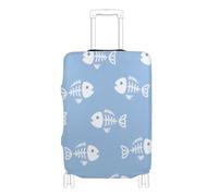 Grande housse de bagage élastique anti-rayures pour valise, accessoires de voyage, convient aux bagages de 45,7 à 81,3 cm, Arête de poisson de dessin animé bleu, L 26-28 in