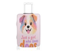 Grande housse de bagage élastique lavable pour valise, accessoires de voyage, convient aux bagages de 45,7 à 81,3 cm, just a girl who loves dogs, XL 29-32 in