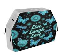 Grande housse de barbecue de 165,1 cm en matériau indéchirable et résistant à la décoloration pour extérieur - Grande housse de barbecue Live Laugh Love Blue Butterfly Love