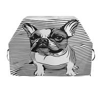 Grande housse de barbecue d'extérieur avec cordon de serrage réglable pour protéger de la poussière et du vent - Motif bouledogue français - Blanc et noir - 165 cm
