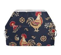Grande housse de barbecue d'extérieur motif poussin ethnique doré de 165,1 cm, imperméable et résistante au charbon de bois avec cordon de serrage réglable pour protéger de la poussière et du vent