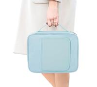 Grande housse de bible - Étui de protection avec support de livre | Sac d'église étanche avec plusieurs poches et poignées pour stylo, livre, ordinateur portable, tablette, voyage 28 x 21 x 6 cm, Bleu