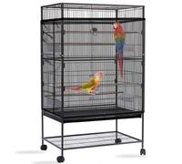 Grande housse de cage à oiseaux, filet réglable en maille de nylon souple et aérée, jupe de protection pour perroquet, perruche, ara, cage ronde et carrée (noir)