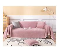 Grande housse de canapé en chenille anti-poussière et résistante aux rayures de chat et aux salissures - Couverture 4 places pour décoration de salon (180 x 380 cm, rose)