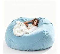 Grande Housse de Chaise de Pouf - Lit De Pouf en Velours Hollandais Moelleux Et Moelleux sans Remplissage, Housse De Canapé Paresseux Surdimensionnée (Bleu Clair, 105x60cm)