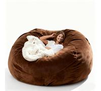 Grande Housse de Chaise de Pouf - Lit De Pouf en Velours Hollandais Moelleux Et Moelleux sans Remplissage, Housse De Canapé Paresseux Surdimensionnée (Marron Clair, 80x55cm)
