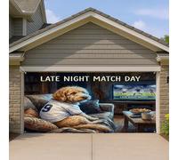 Grande housse de porte de garage confortable qui regarde un chien qui regarde la télévision - Décoration de porte de garage amusante en intérieur et en extérieur - Toutes saisons - 400 x 180 cm