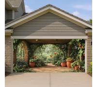 Grande housse de porte de garage de jardin printanier, papillon coloré et floral, grandes décorations de porte de garage, décoration intérieure et extérieure printanière, 397 x 180 cm