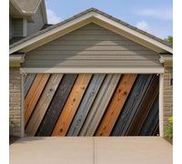 Grande housse de porte de garage en bois rustique de style rustique - Décoration d'intérieur et d'extérieur - Décoration saisonnière d'automne - 397 x 180 cm