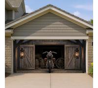 Grande housse de porte de garage rustique de style campagnard vintage, décoration d'intérieur et d'extérieur pour toutes les saisons, 400 x 180 cm