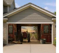 Grande housse de porte de garage rustique, scène de ferme vintage, décoration d'intérieur extérieure pour l'automne et la saison des récoltes, 397 x 180 cm