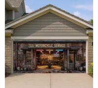 Grande housse de porte de garage vintage de style brique rustique, décoration d'intérieur et d'extérieur, parfaite pour une utilisation toute l'année, 397 x 180 cm