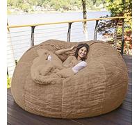 Grande housse de pouf géant rempli de mousse lavable en machine, grande housse de canapé-lit rond, douce et moelleuse pour salon, 1,5 m