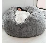 Grande housse de pouf géant rempli de mousse lavable en machine, grande housse de canapé-lit rond, douce et moelleuse pour salon, 1,5 m