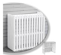 Grande housse de protection en bois blanc pour climatiseur - Clôture décorative d'extérieur résistante aux intempéries, design rustique, facile à installer pour la protection du jardin et de la