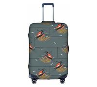 Grande housse de valise extensible avec impression des deux côtés - Motif hirondelle grange graphite - Garde les bagages fermés, blanc, S
