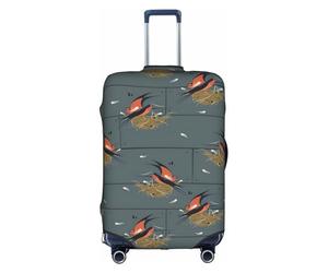 Grande housse de valise extensible avec impression des deux côtés - Motif hirondelle grange graphite - Garde les bagages fermés, blanc, M