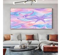 Grande Impression sur Toile Sirène Fantastique Rose Tableau Decoration Murale pour Salon & Chambre Decoration Murale avec Cadre en Bois, Image sur Toile 60x120 cm
