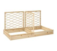 Outsunny Jardinière avec 3 Treillis modulable, lit surélevé de Jardin, jardinière extérieure, bac à Fleurs en Bois pour Balcon terrasse Patio, 222 x 114 x 109 cm, Effet Bois Naturel
