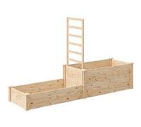 Outsunny Jardinière avec Treillis, lit surélevé de Jardin, jardinière extérieure à 2 bacs avec Fond Ouvert, bac à Fleurs en Bois pour Balcon terrasse Patio, 222 x 63 x 132 cm, Effet Bois Naturel