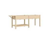 Outsunny Jardinière sur pied – Carré potager 2 compartiments, tablette rabattable, étagère – Bois