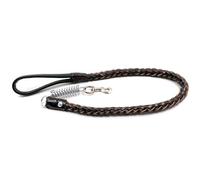 Grande laisse en cuir véritable solide et durable avec ressort anti-traction en cuir tressé pour animal domestique