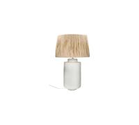 Grande lampe de table en papier mâché blanc, E27, 1 ampoule, abat-jour en raphia tissé - Pomax, Felisa - 40x40x62 cm