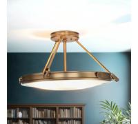 Grande Lampe Plafond En Laiton Blanc Style Art Nouveau Verre Ø56cm, E14
