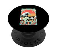 Grande Lanterne Asiatique et Motif Floral Japonais Ukiyo-e PopSockets PopGrip Adhésif