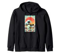 Grande Lanterne Asiatique et Motif Floral Japonais Ukiyo-e Sweat à Capuche