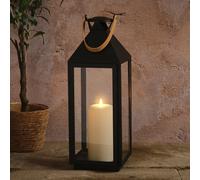 Grande Lanterne Brixham à Anse Effet Cuir avec Bougie LED TruGlow®