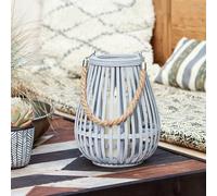 Grande Lanterne en Bambou Gris Fraser avec Bougie TruGlow®