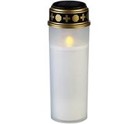 Grande lanterne funéraire solaire avec LED effet flamme - coloris blanc [Pearl]