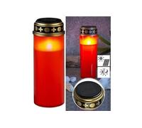 : Grande lanterne funéraire solaire avec LED effet flamme - coloris rouge