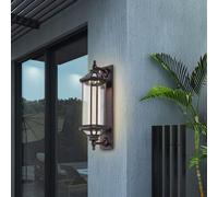 Grande lanterne murale d'extérieur noire de 22,8 cm, étanche et moderne, applique industrielle, support mural en verre, éclairage de porche pour garage et maison, extérieur A