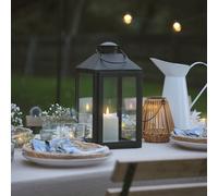 Grande Lanterne Seaton en Métal Noir avec Bougie LED TruGlow®