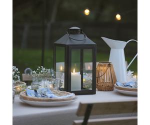 Grande Lanterne Seaton en Métal Noir avec Bougie LED TruGlow®