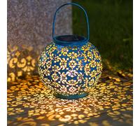 Grande Lanterne Solaire Suspendue Pour Jardin - Éclairage Extérieur Led Étanche En Métal - Décorative - Bleue